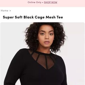 Torrid Black Cage Mesh Tee